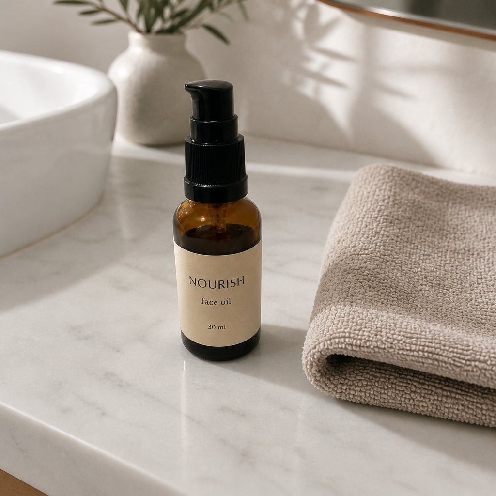 Loomshot lifestyle result: the same bottle on a bright, styled counter